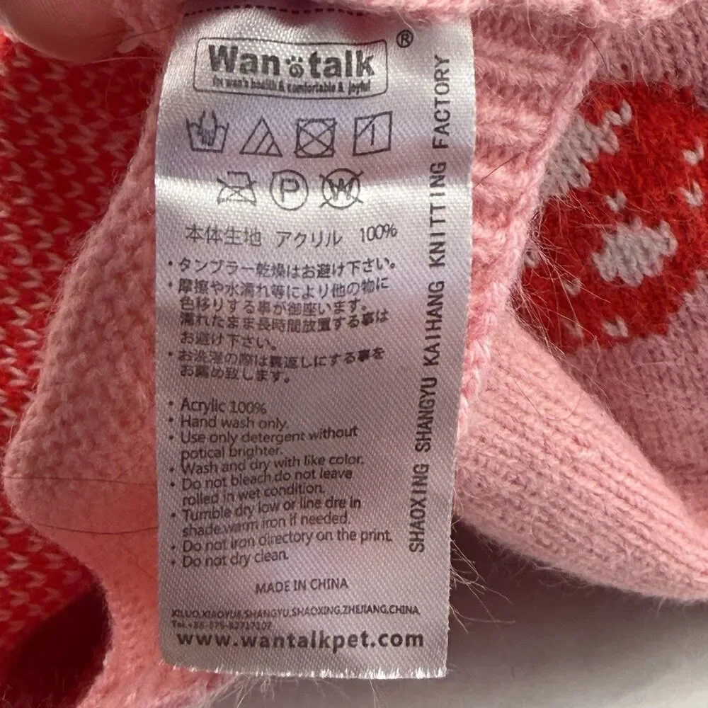 Wan Talk Dog Sweater Pink Red Mushroom Knit Turtleneck Pet Clothes 14